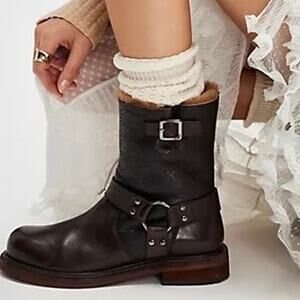 Free People Silverstone Shearling Moto Boots